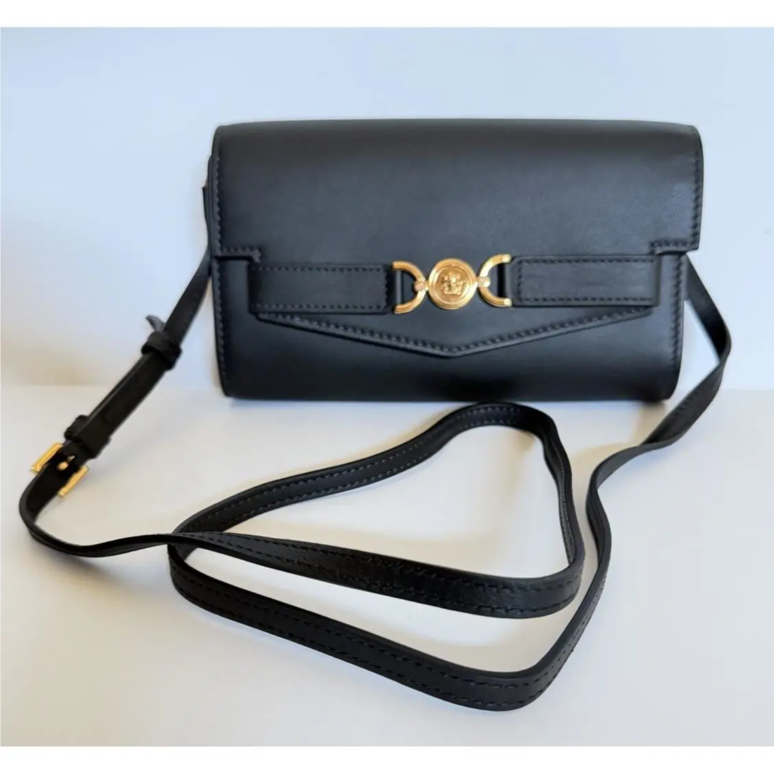 Versace Medusa Calf Leather Black Convertable Mini Shoulder Bag 1014319 IT