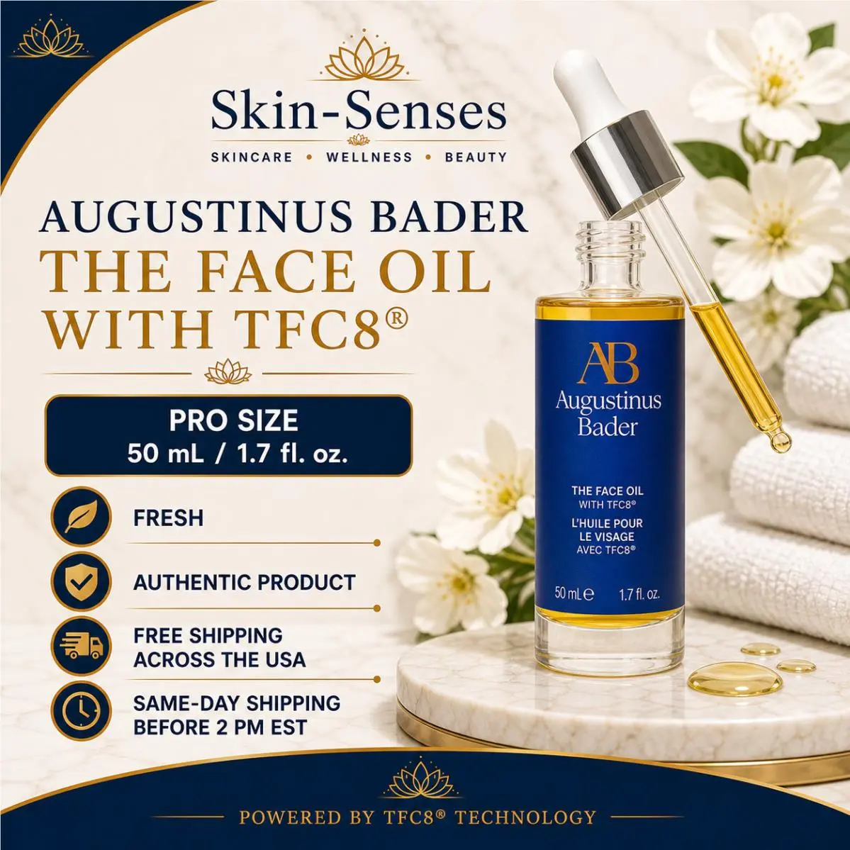 Augustinus Bader The Face Oil 1.7 oz 50mL Salon Size Fresh