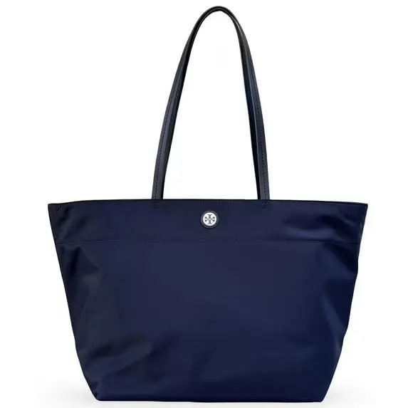 Nylon Medium Tote Lightweight Shoulder Handbag Navy by Tory Burch