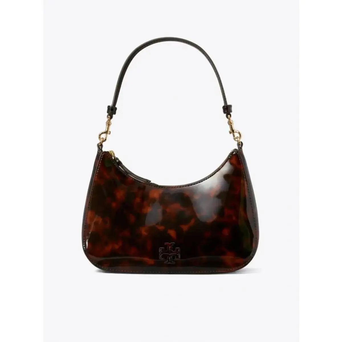Emerson Patent Leather Adjustable Strap Shoulder Handbag Tortoise Patent Shiny Leather by Tory Burch