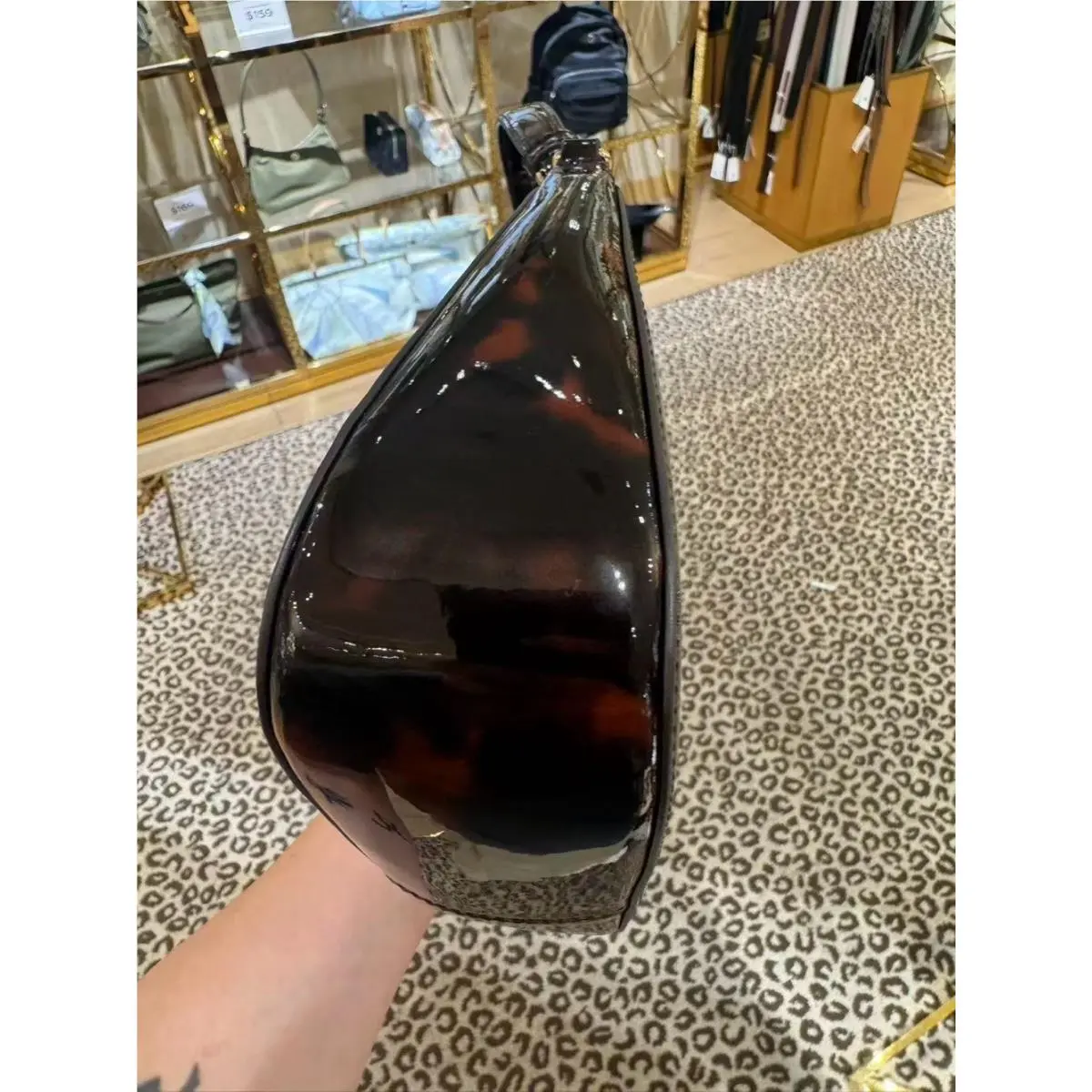 Tory Burch  bag  Tory Emerson - Fashion: Tortoise Patent Shiny Leather, Handle/Strap: Black, Hardware: Black 15