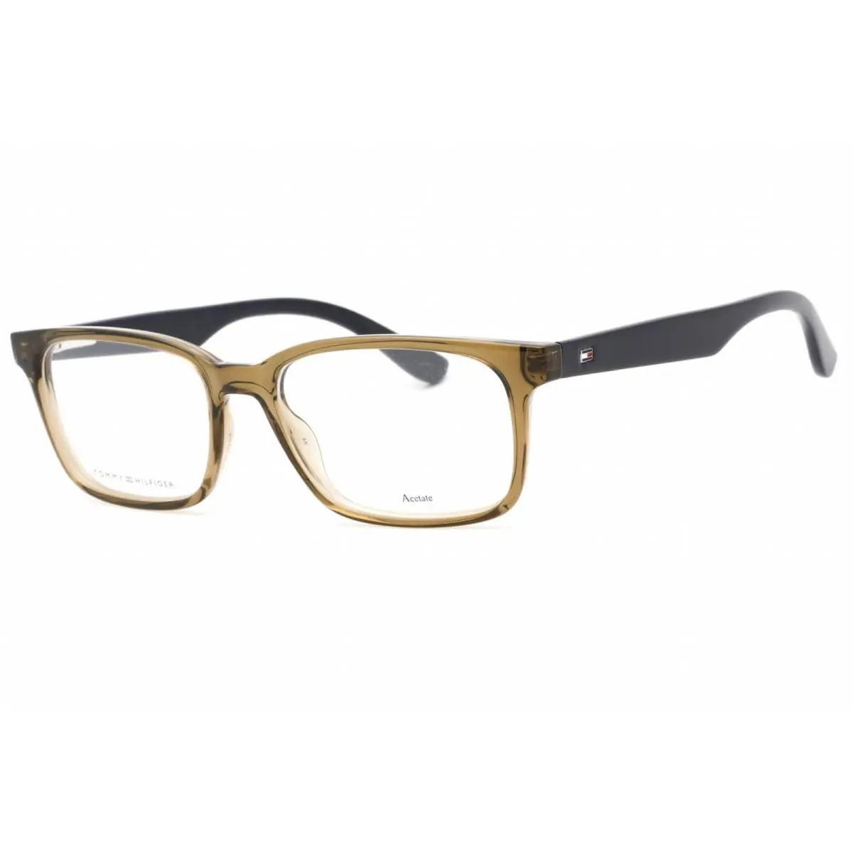 Men`s Eyeglasses Clear Lens Olive Plastic Frame Th 1487 04C3 00 by Tommy Hilfiger