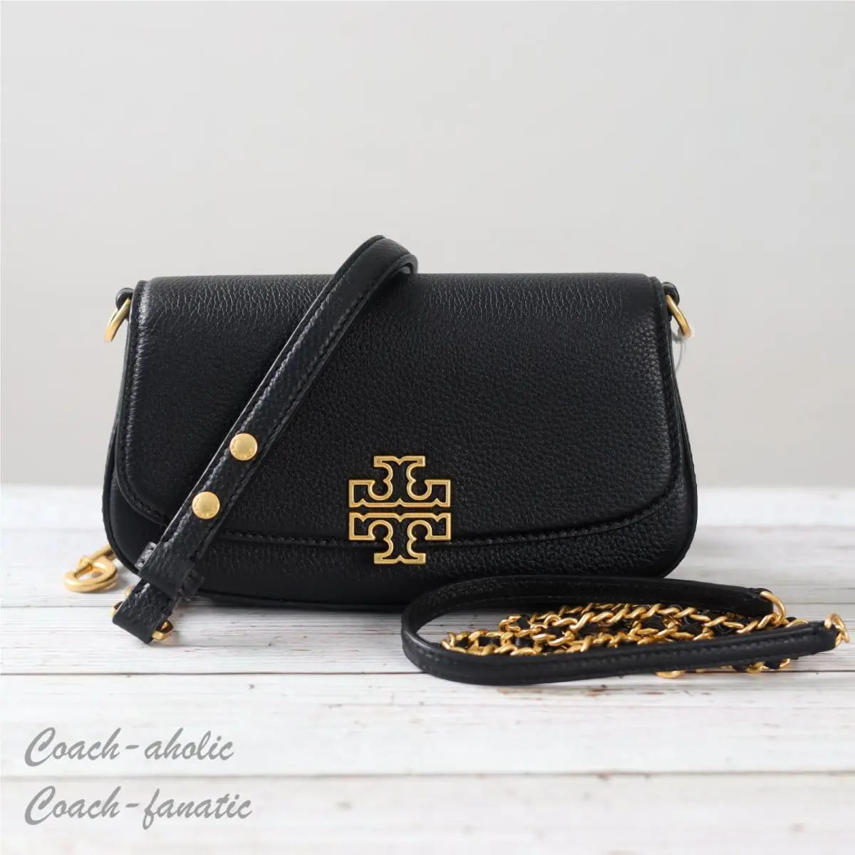 Tory Burch Britten Convertible Leather Crossbody in Black