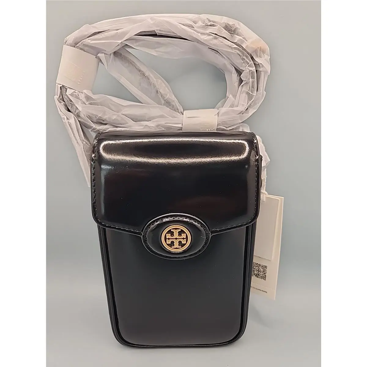 Tory Burch Robinson Spazzolato Phone Crossbody - Leather - Black