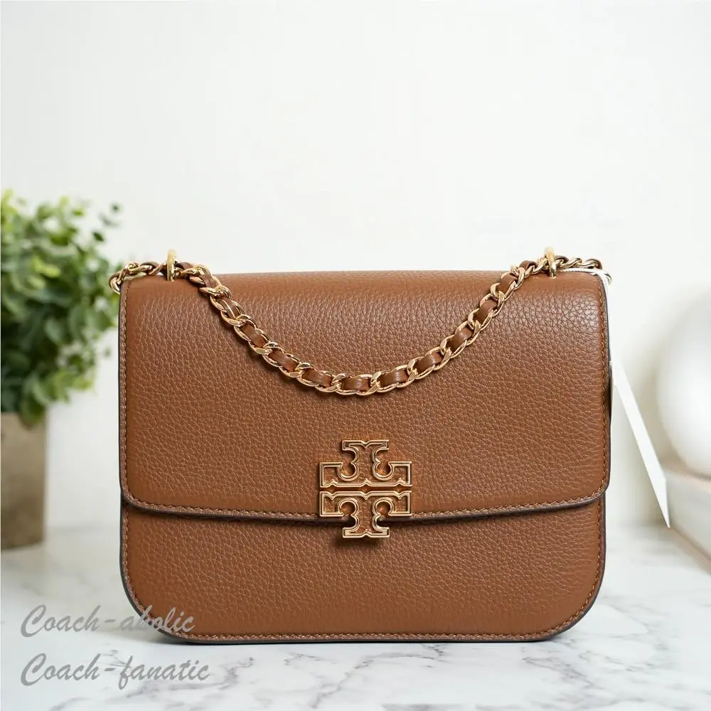Tory Burch Britten Small Adjustable Shoulder Bag Leather Crossbody in Moose