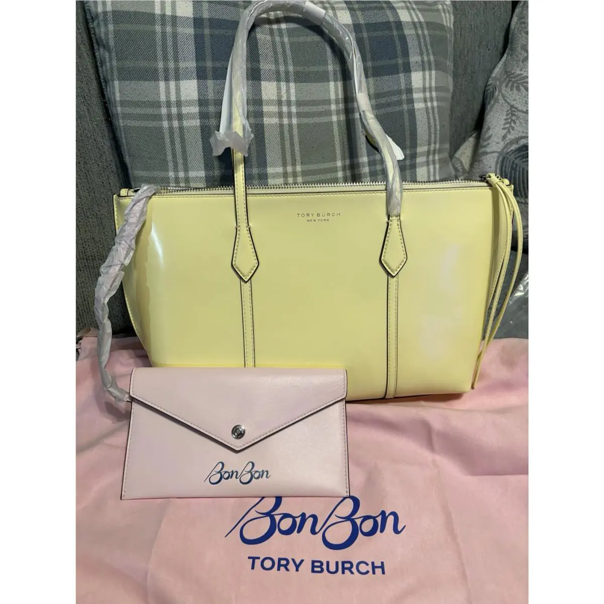 Tory Burch Perry Small Zip Tote Banana Marshmallow
