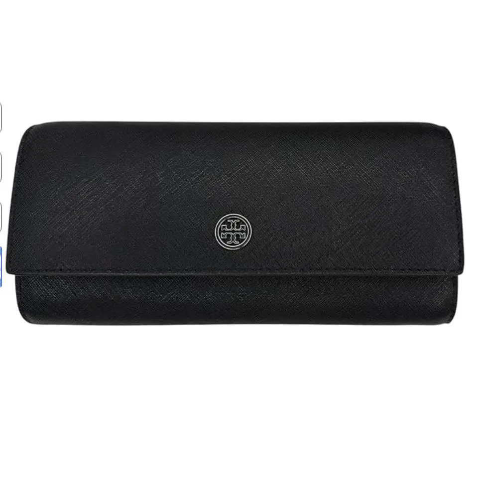 Tory Burch Women`s Emerson Wallet on a Chain Crossgrain Leather Black