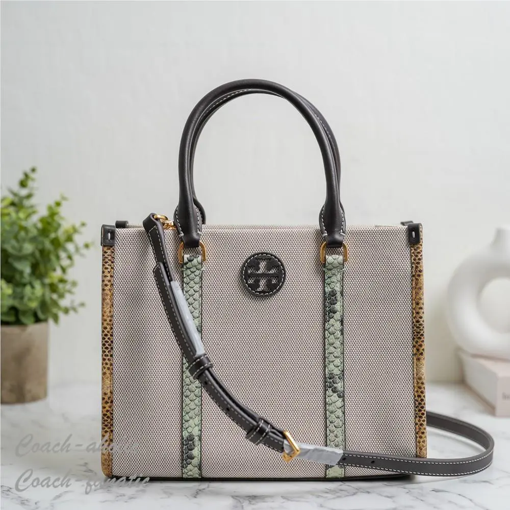 Tory Burch Blake Canvas Embossed Small Tote Crossbody 163053