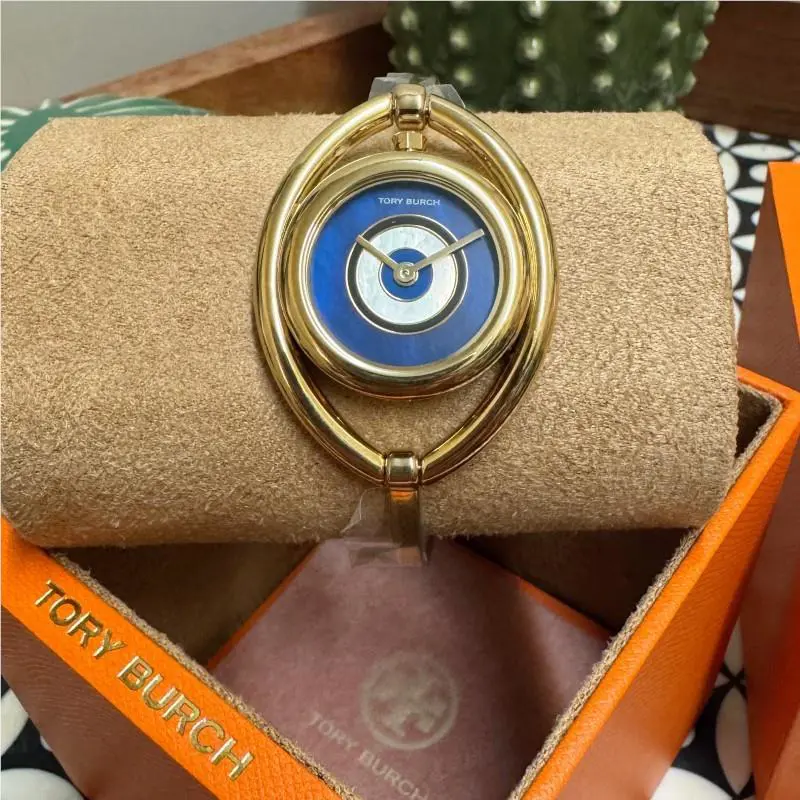 Tory Burch Evil Eye Ivory and Navy Mother of Pearl Dial Watch TBW5000