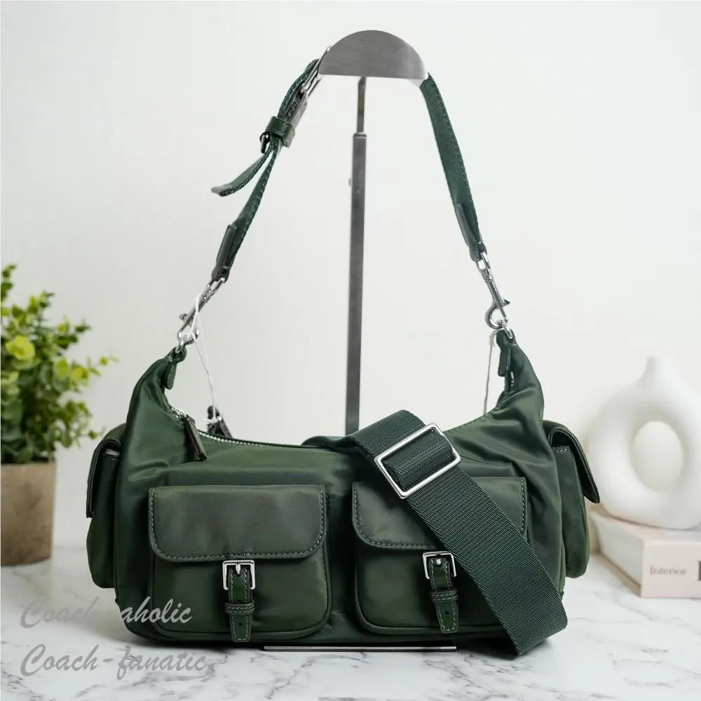 Tory Burch Nylon Convertible Shoulder Bag Crossbody in Basil