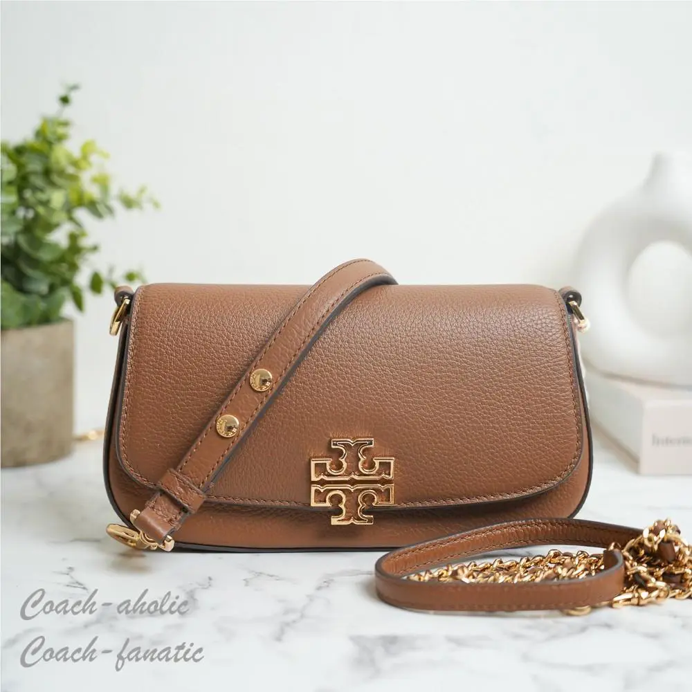 Tory Burch Britten Convertible Leather Crossbody in Moose 138772