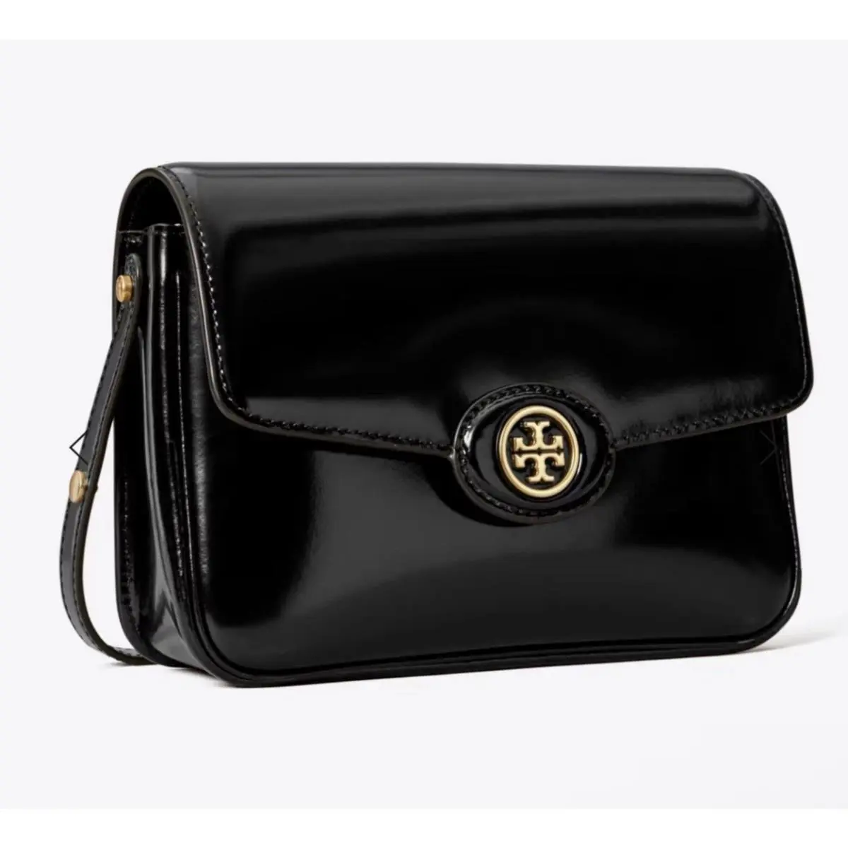 Tory Burch Robinson Spazzolato Convertible Shoulder Bag Black 6x8