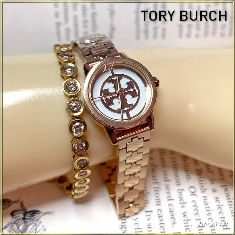 Tory Burch Reva Rose Gold Dial Rose Gold Steel Strap Watch TBW4043