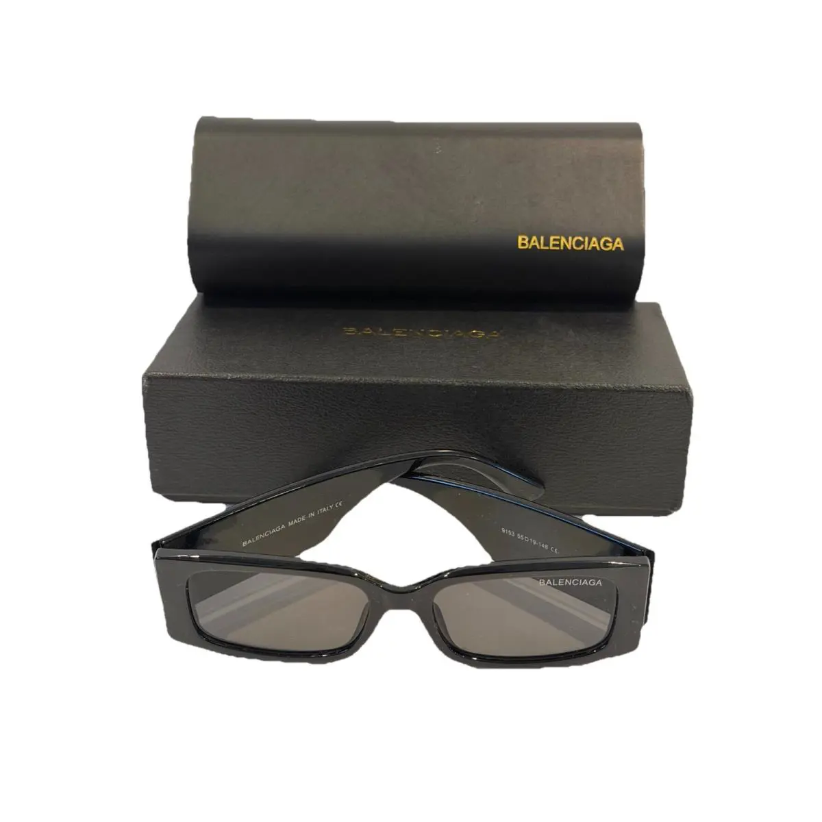 Balenciaga Grey Rectangular Ladies Sunglasses Made