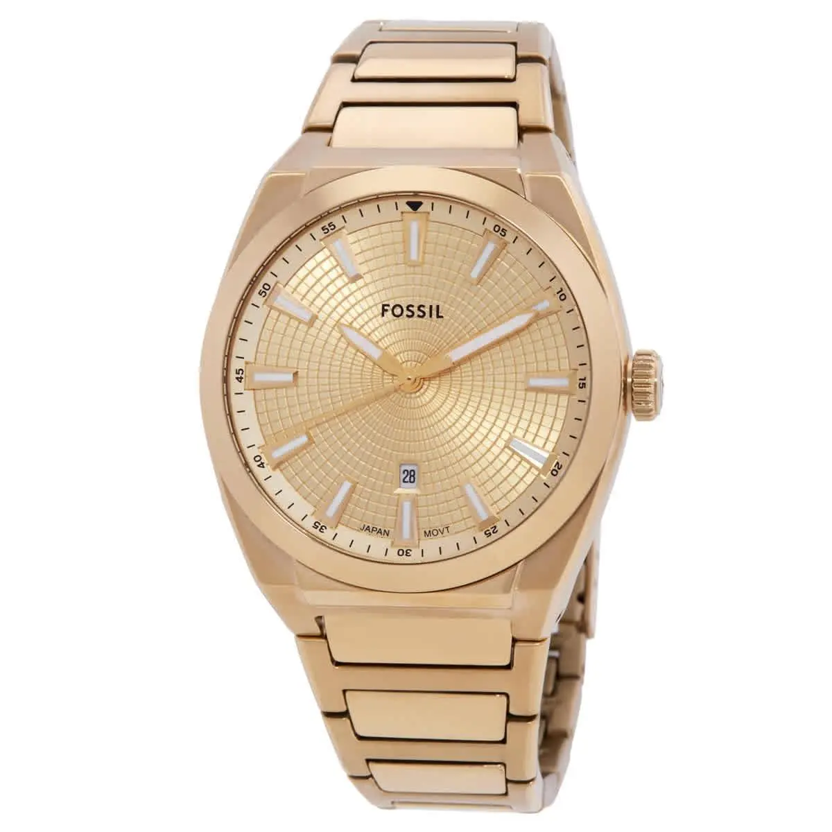 Fossil Everett Quartz Gold Dial Men`s Watch FS5965 - Dial: Gold-tone, Band: Yellow Gold-tone, Bezel: Yellow Gold-tone