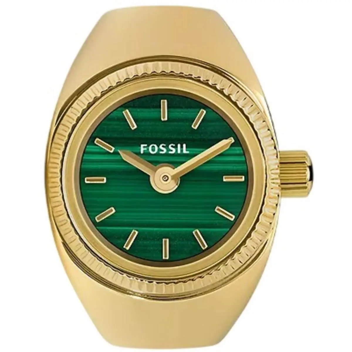 Fossil Women`s Watch Quartz Green Dial Yellow Gold Steel Expansion Band ES5308