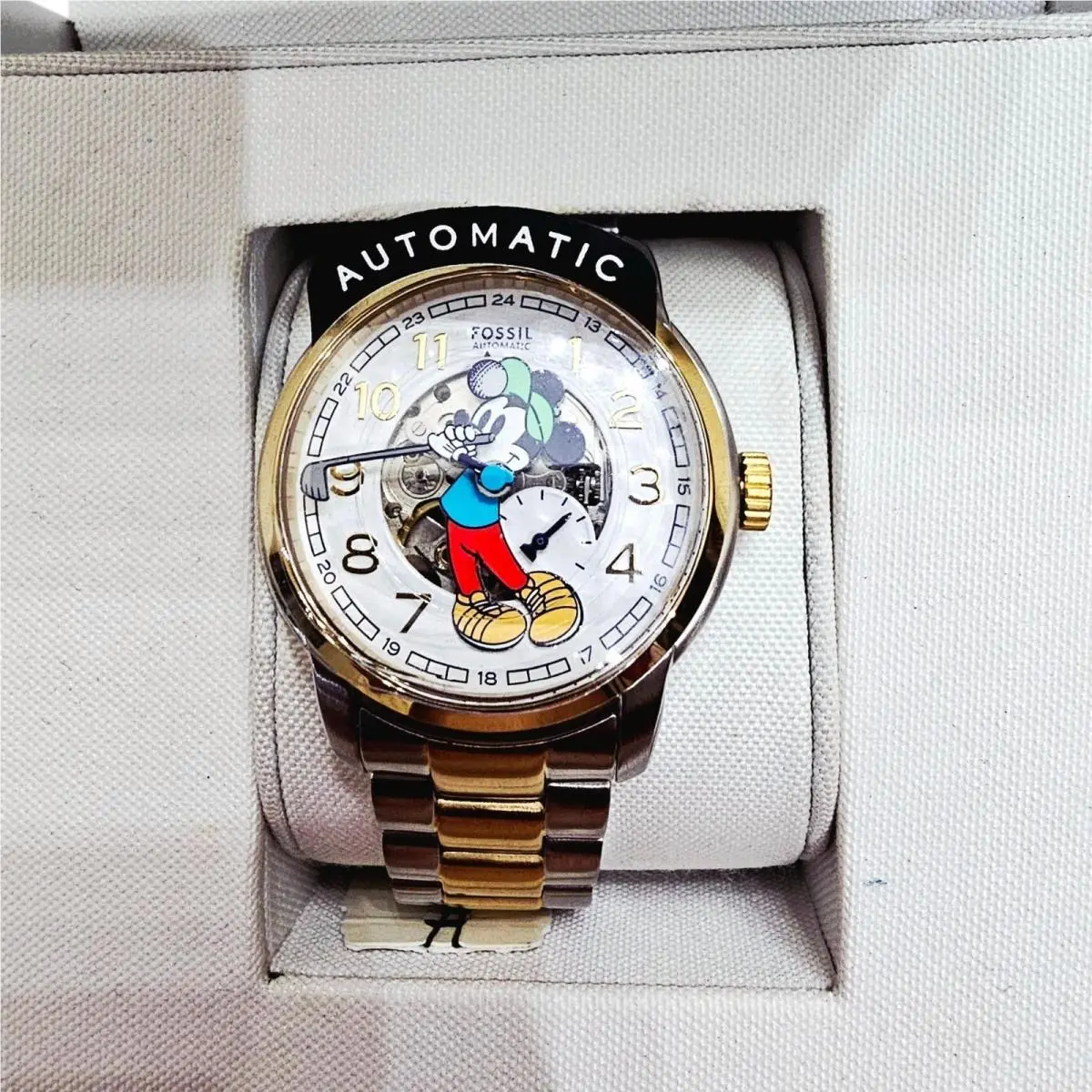 Disney Mickey Mouse X Fossil Limited Edition LE1193 Automatic Watch Golf - Dial: White, Bezel: Silver/Gold