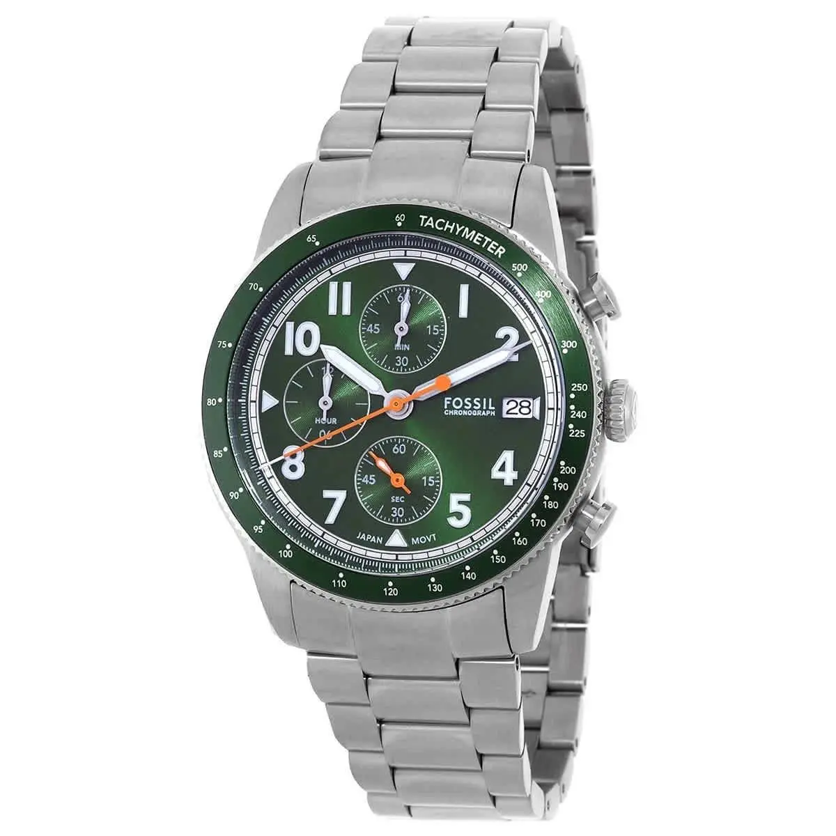 Fossil Sport Tourer Chronograph Quartz Green Dial Men`s Watch FS6048