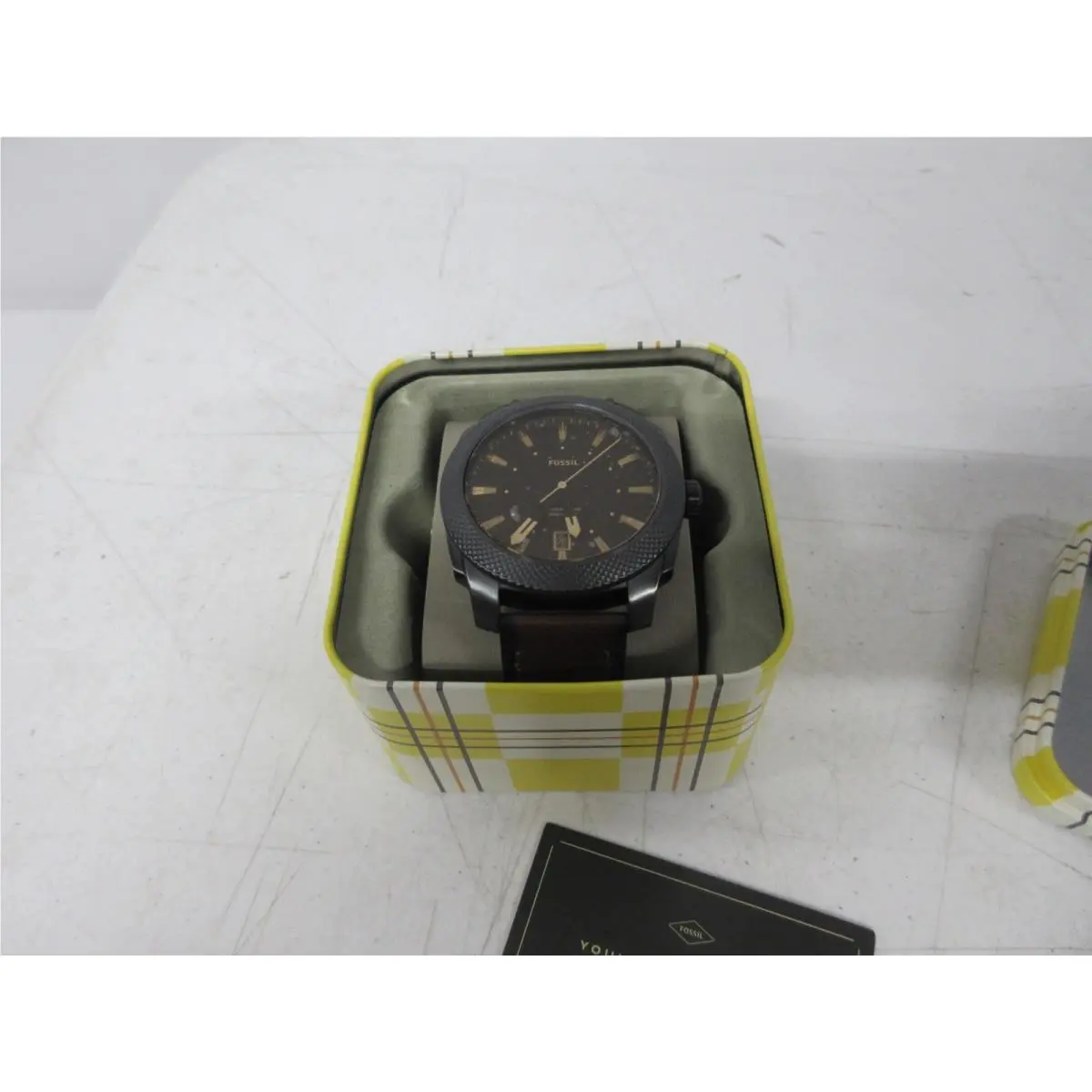 FS5972 Men`s Machine Three-hand Date Dark Brown Litehide Leather Watch by Fossil