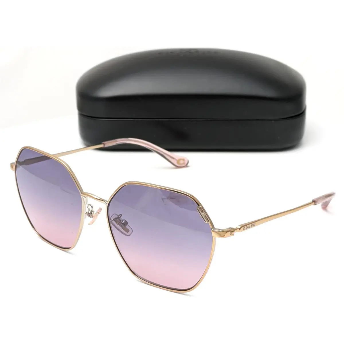 Coach Sunglasses HC 7132 933116 Shiny Rose Gold Frames w/ Gradient Lenses 58mm