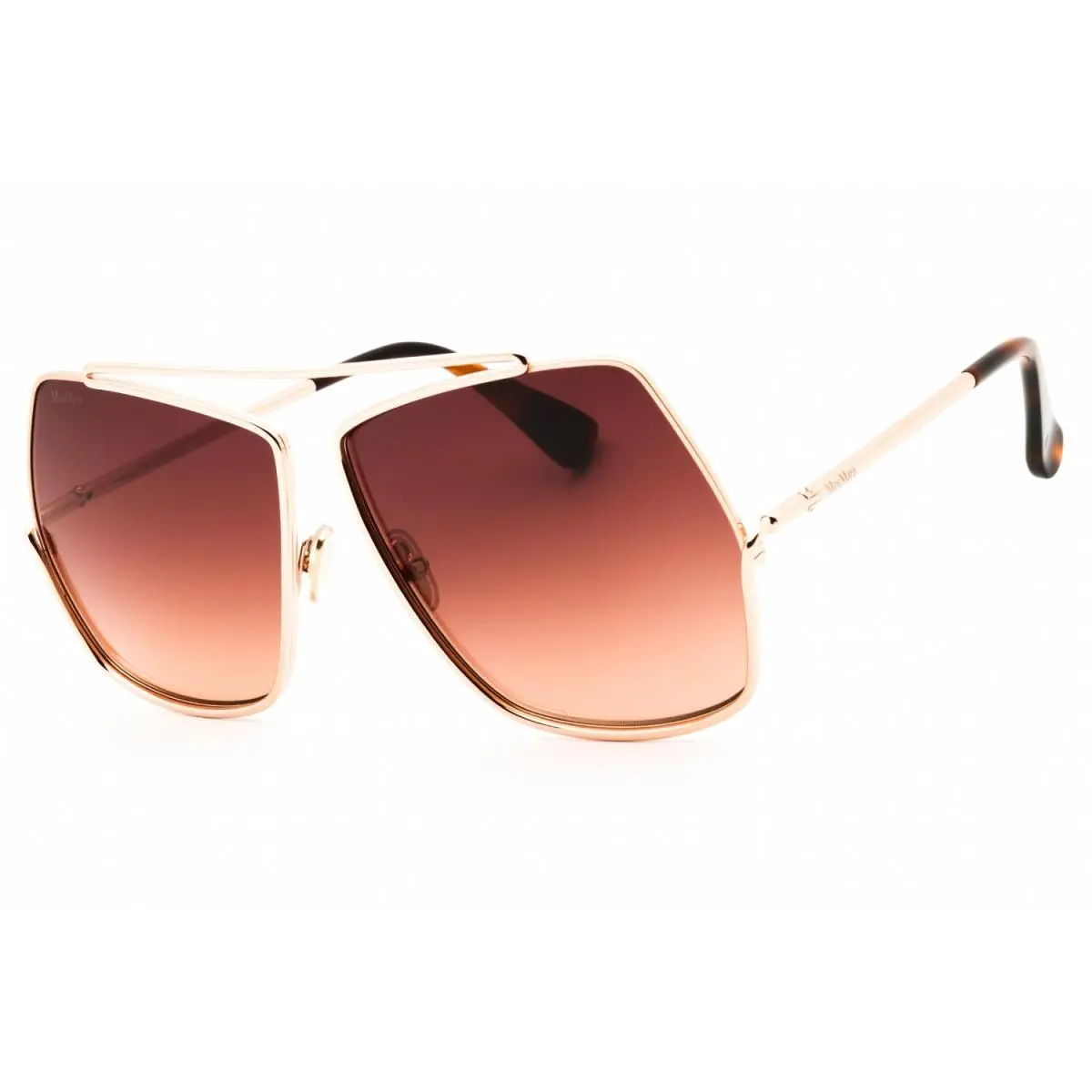 MM0006 28F Sunglasses Shiny Rose Gold Frame Gradient Brown Lenses 64mm by Max Mara