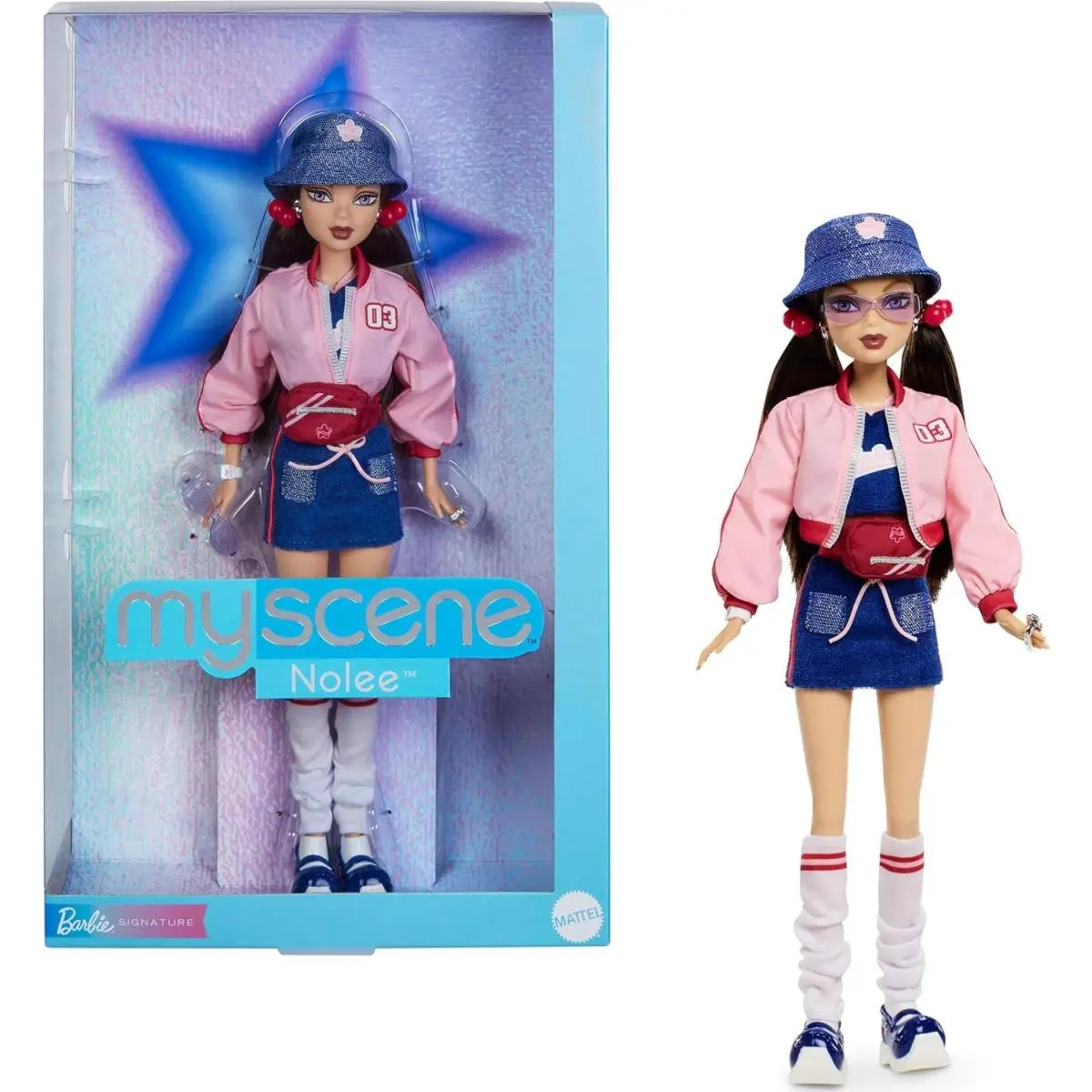 Barbie Signature My Scene Nolee Doll and Accessories Y2K-Inspired Outfit Toy