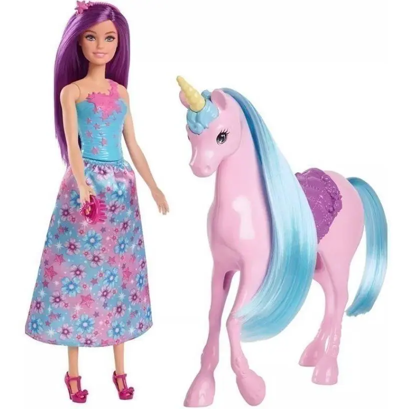 Barbie Fantasy Doll Unicorn Toy Set - Includes Saddle Brush Accessories
