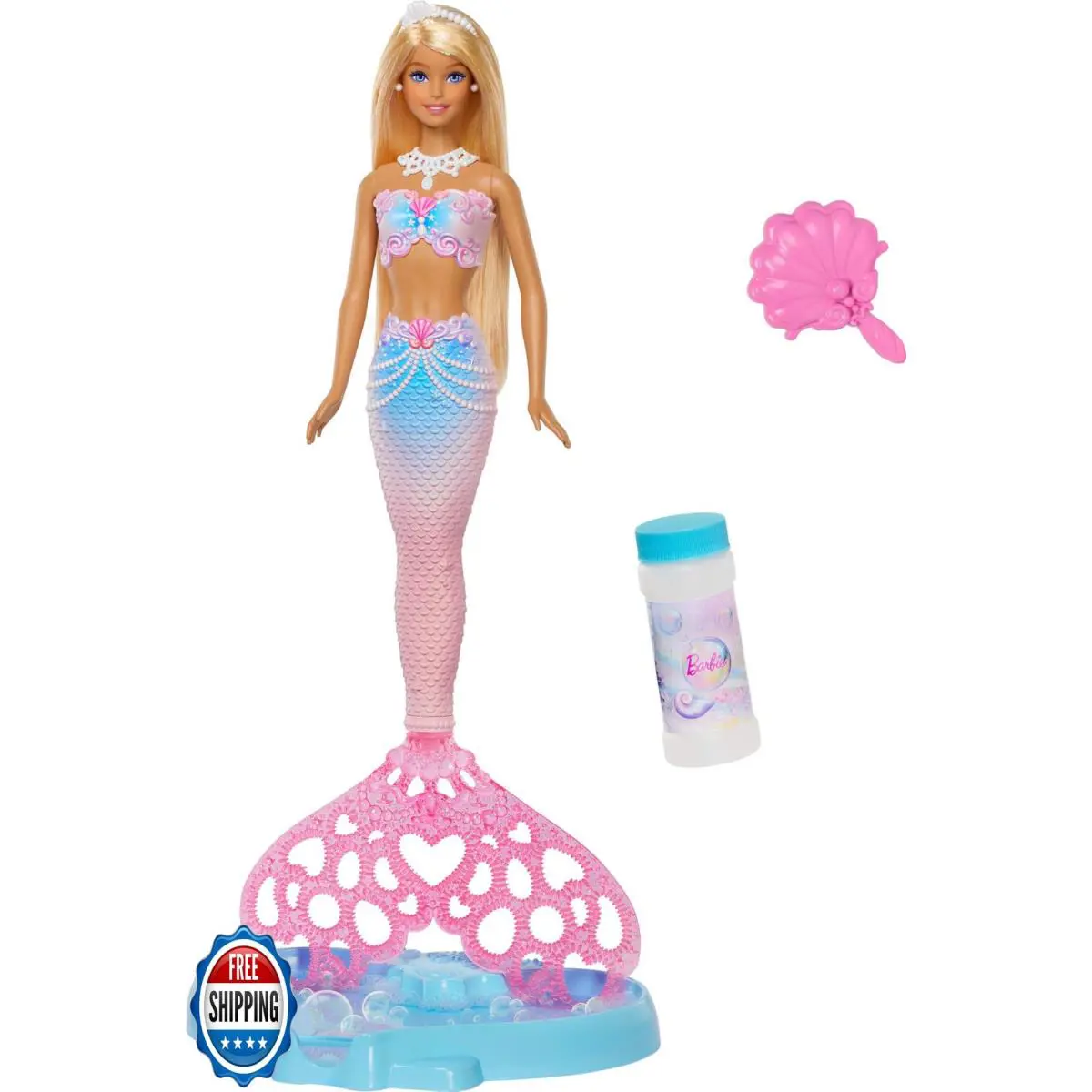 Barbie Bubble Sparkle Mermaid Doll with Bubble-making Feature