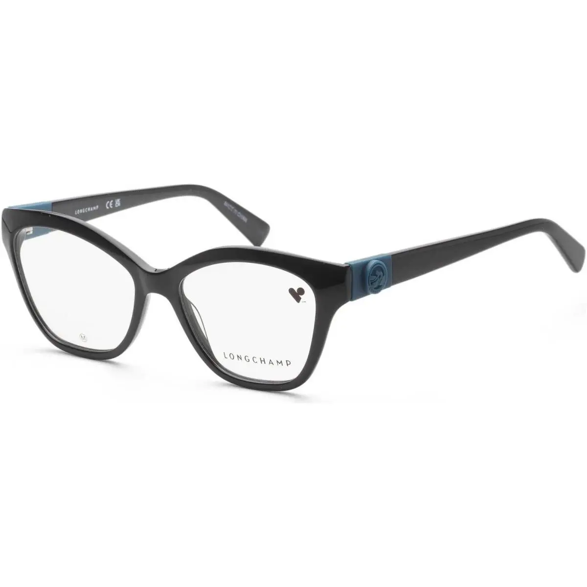 Longchamp Women`s Eyeglasses Black Acetate Cat Eye Full Rim Frame LO2755-001-53