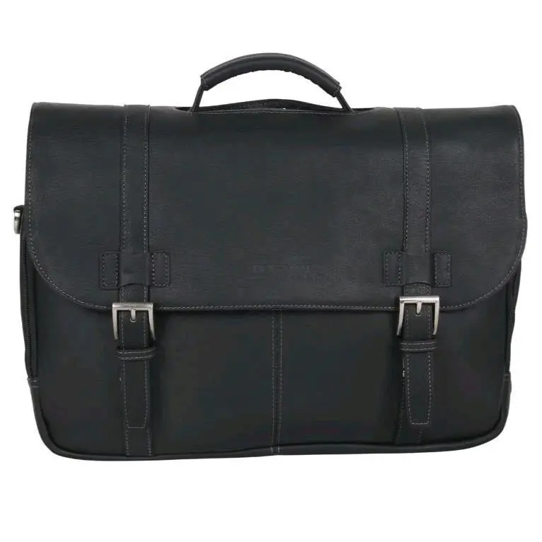 Kenneth Cole Colombian Leather Laptop Bag Black Briefcase