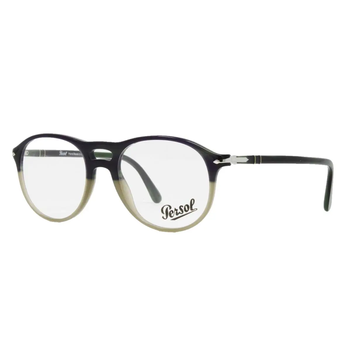 Persol PO3202V-1067 Men`s Eyeglasses Green Beige Striped Opal 51mm Round Plastic