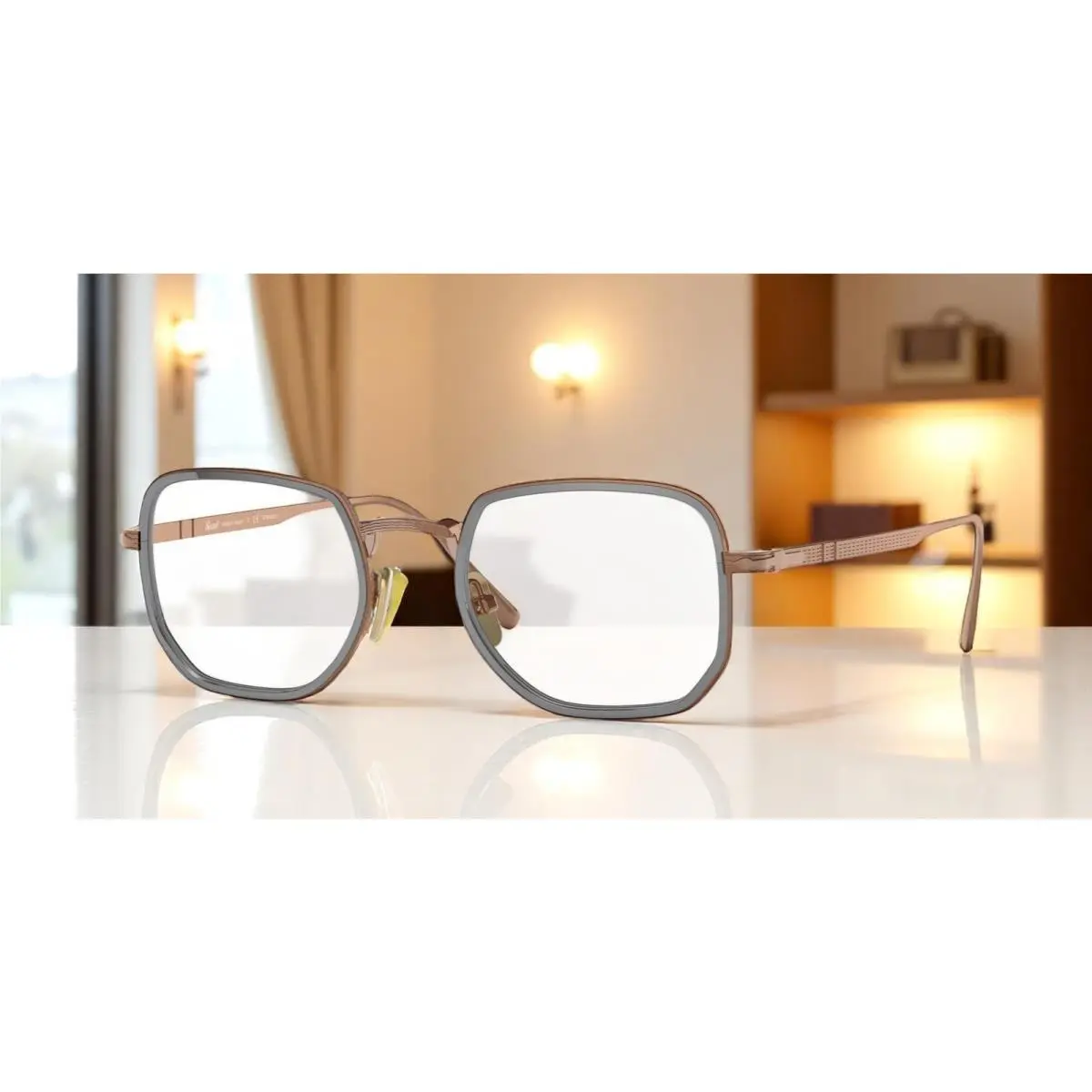 Persol PO5006VT 8007 Irregular Brown Gunmetal Demo Lens 45 mm Unisex Eyeglasses