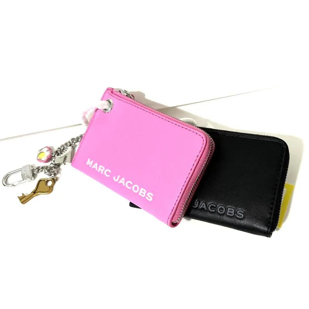 Marc Jacobs Zip Wallet Card Case Coin Key Chain Pink Bow or Black