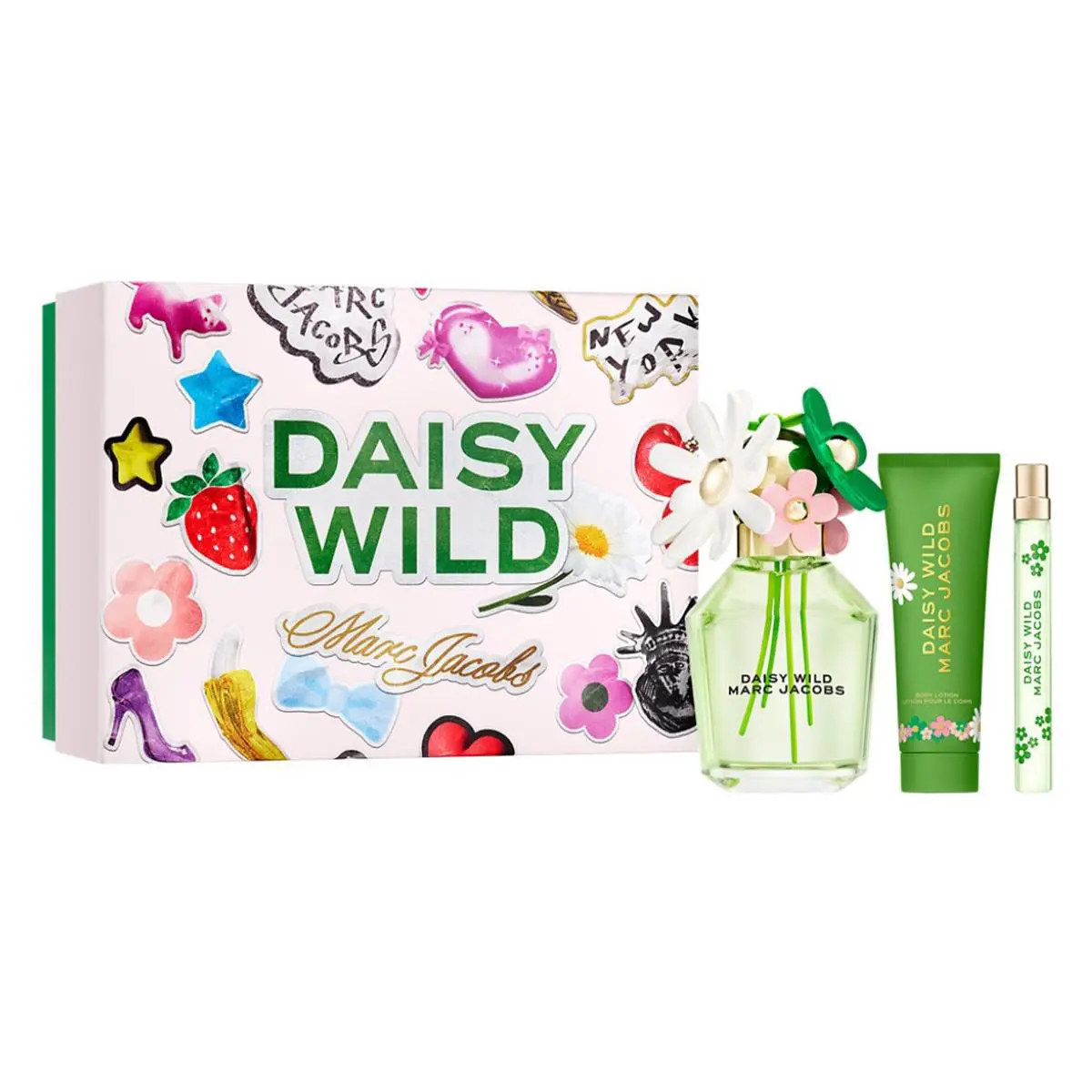 Marc Jacobs Daisy Wild Eau De Parfum Gift Set Trio Spray For Women 3.4+.33+BL