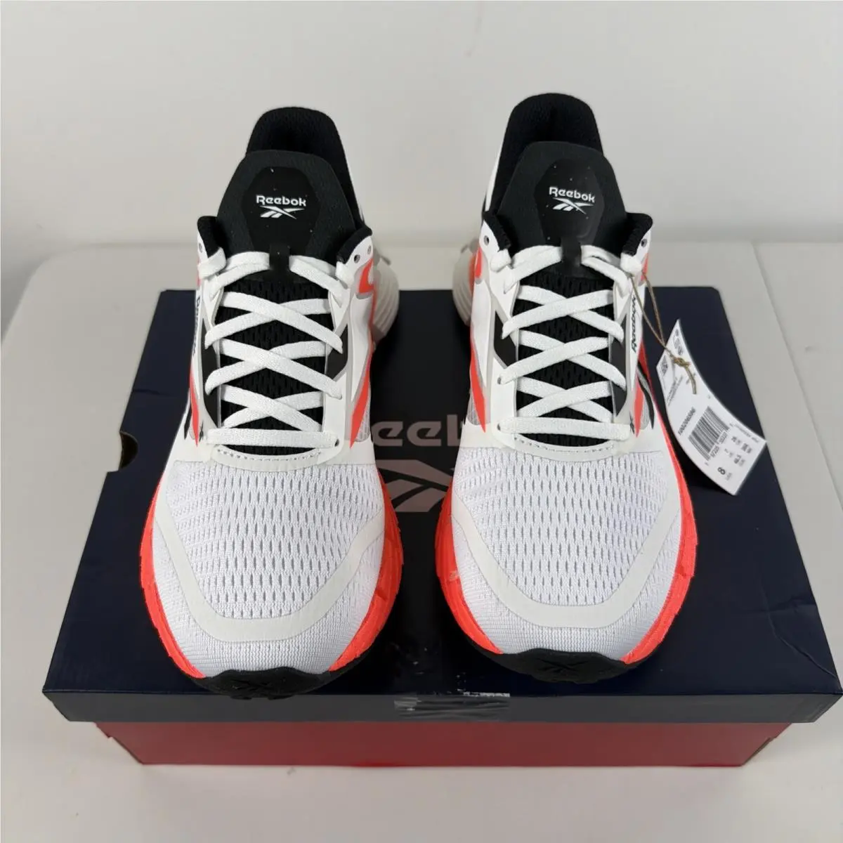 Reebok Floatzig 1 Mens Running Shoes White Black Solar Orange Size 8 Box