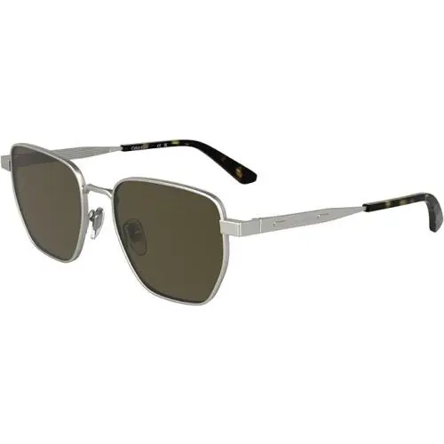 Calvin Klein CK25100S Sunglasses Unisex Matte Silver 53-18-145 w/ Case