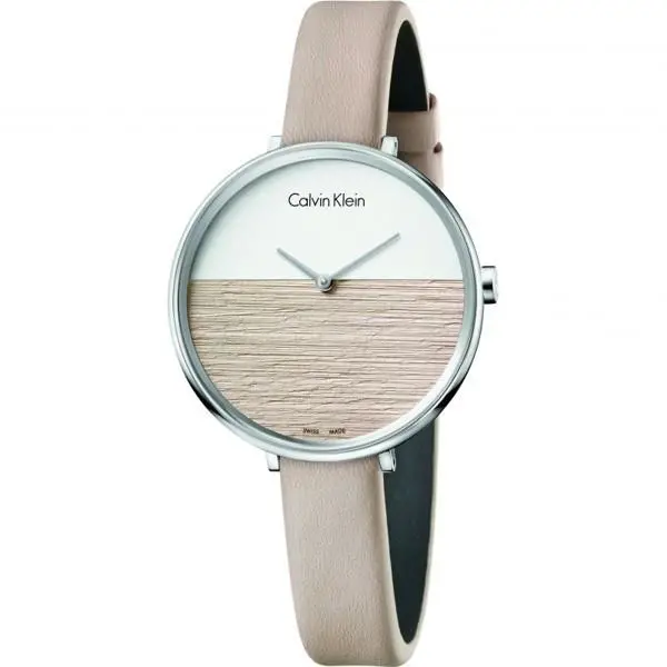 Calvin Klein K7A231XH Rise Beige Leather Strap Women`s Watch
