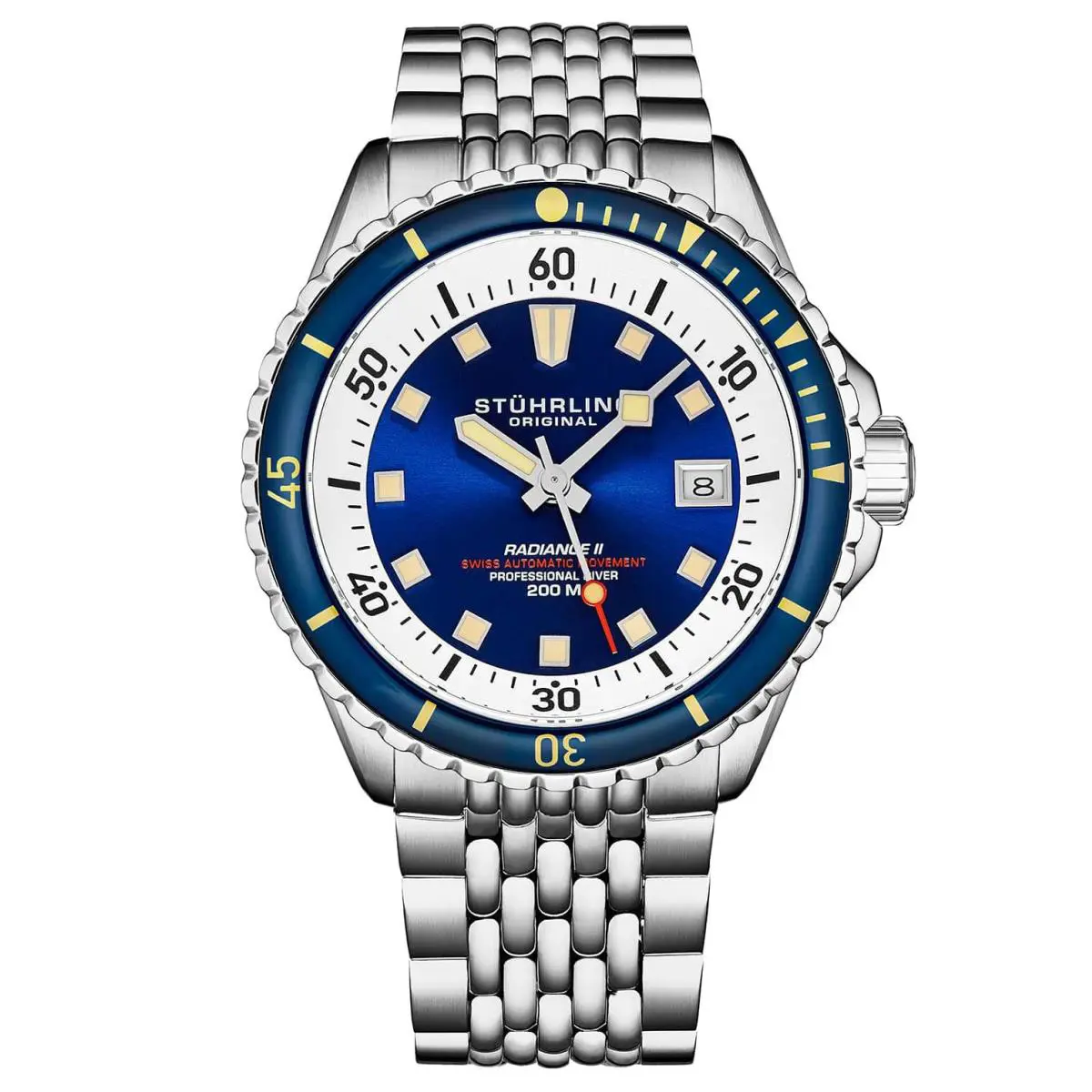 Stuhrling Radiance Diver Blue/ Stainless Steel Blue Dial Wristwatch 1009.02 by Stührling