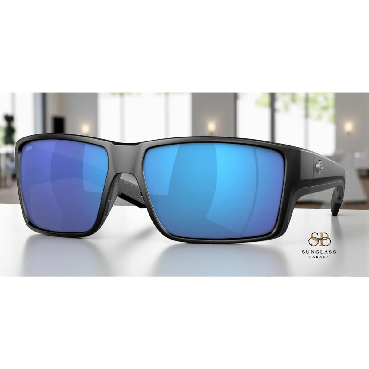 6S9080 01 Reefton Pro Black Blue Mirror 63 mm Men`s Sunglasses by Costa Del Mar