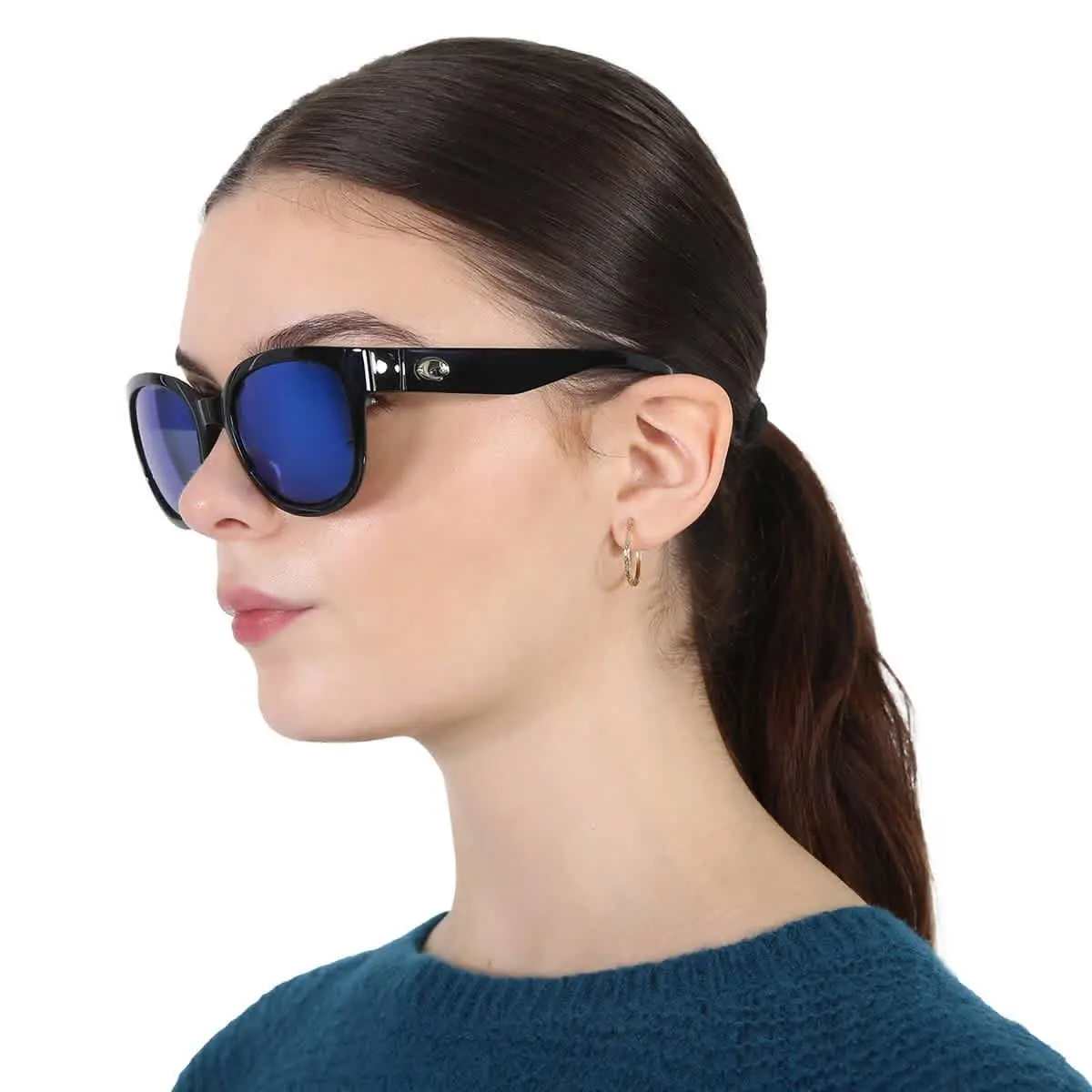 Costa Del Mar Salina Polarized Blue Mirror Glass Ladies Sunglasses 6S9051 905101 - Black, Frame: Black, Lens: Blue