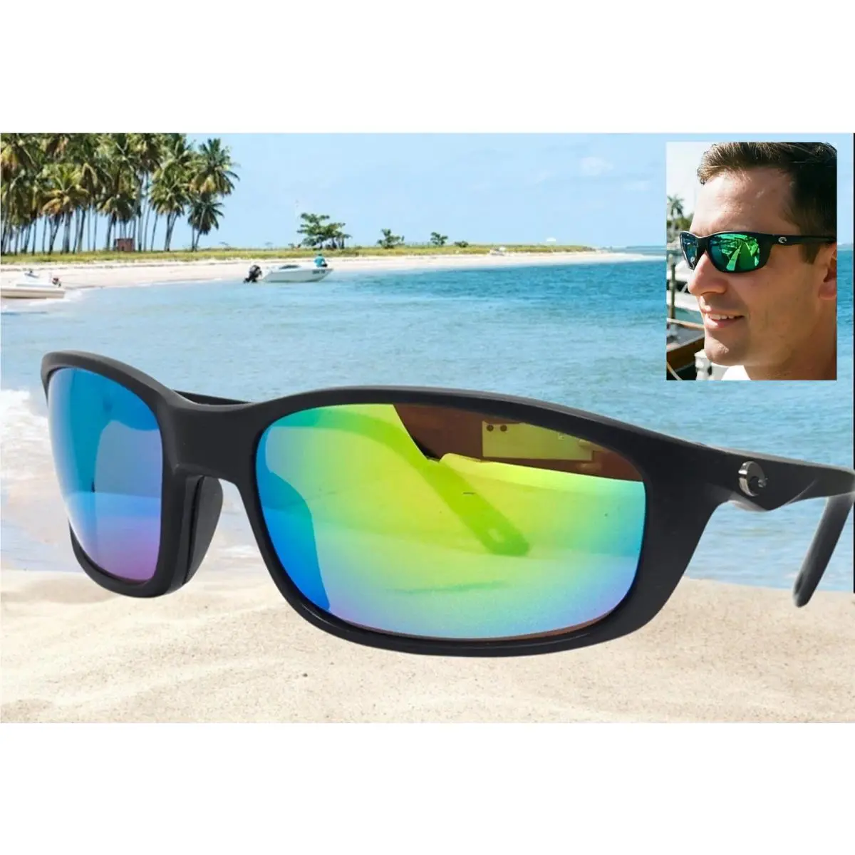 Matte Black/green Mirror Brine II Polarized 580P Sunglasses by Costa Del Mar