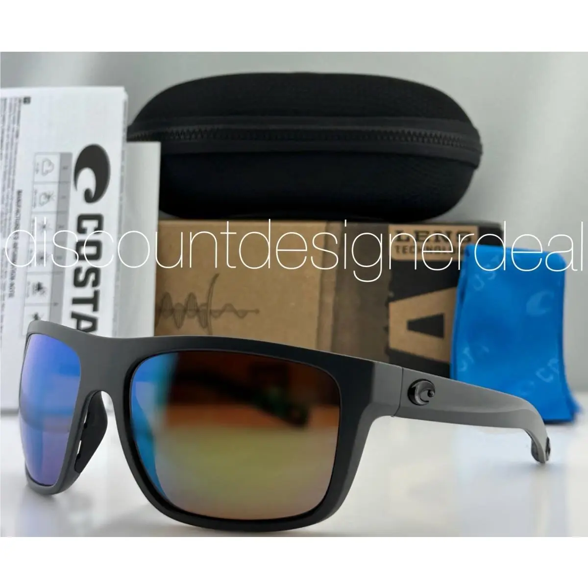 Costa Del Mar Broadbill 06S9021-36 Sunglasses Matte Gray Green Mirror 580G Lens