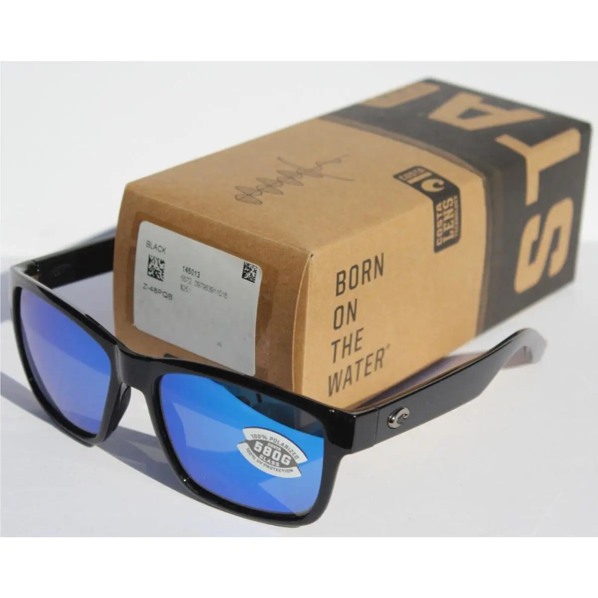 Costa Del Mar Paunch Polarized Sunglasses Shiny Black/blue Mirror 580G