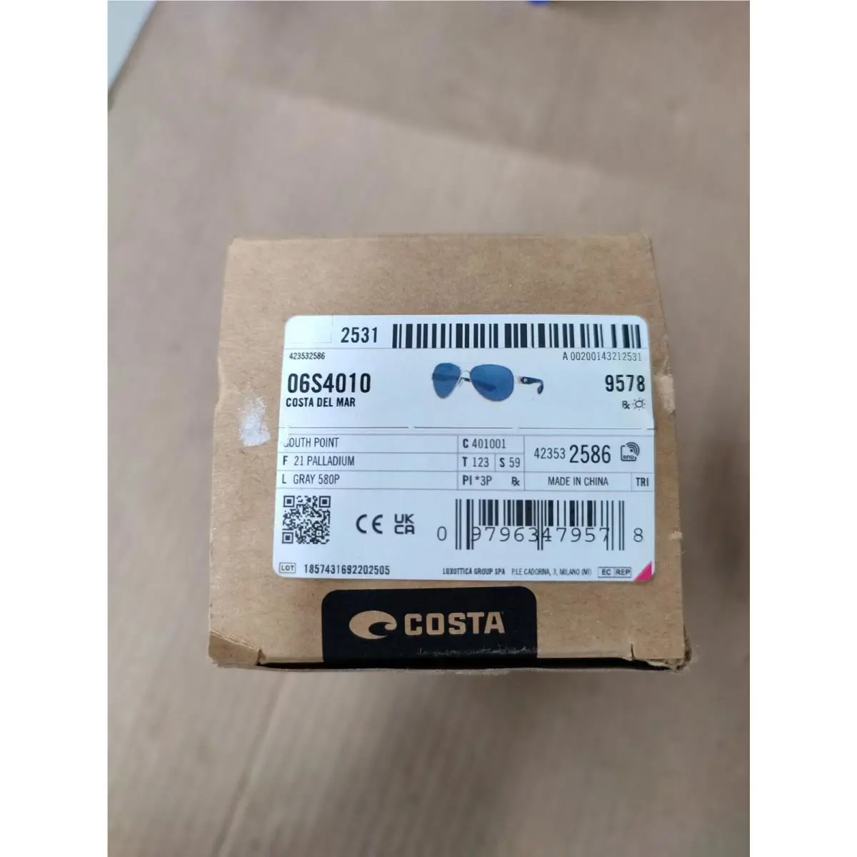 Costa Del Mar South Point Sunglasses Palladium Silver/gray 580Plastic