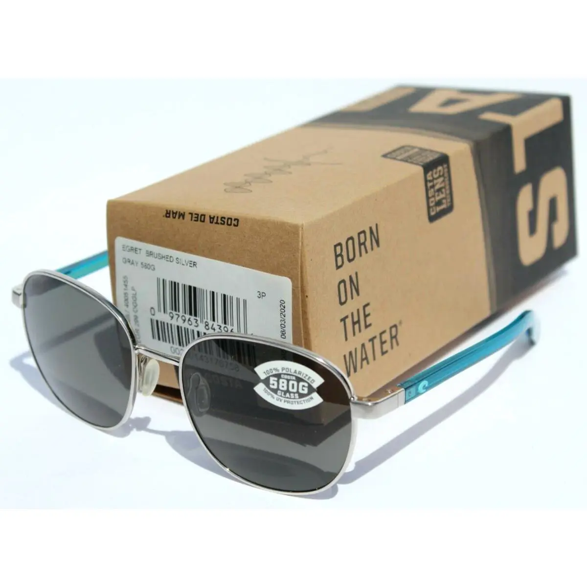 Costa Del Mar Egret 580G Polarized Womens Sunglasses Brushed Silver/gray