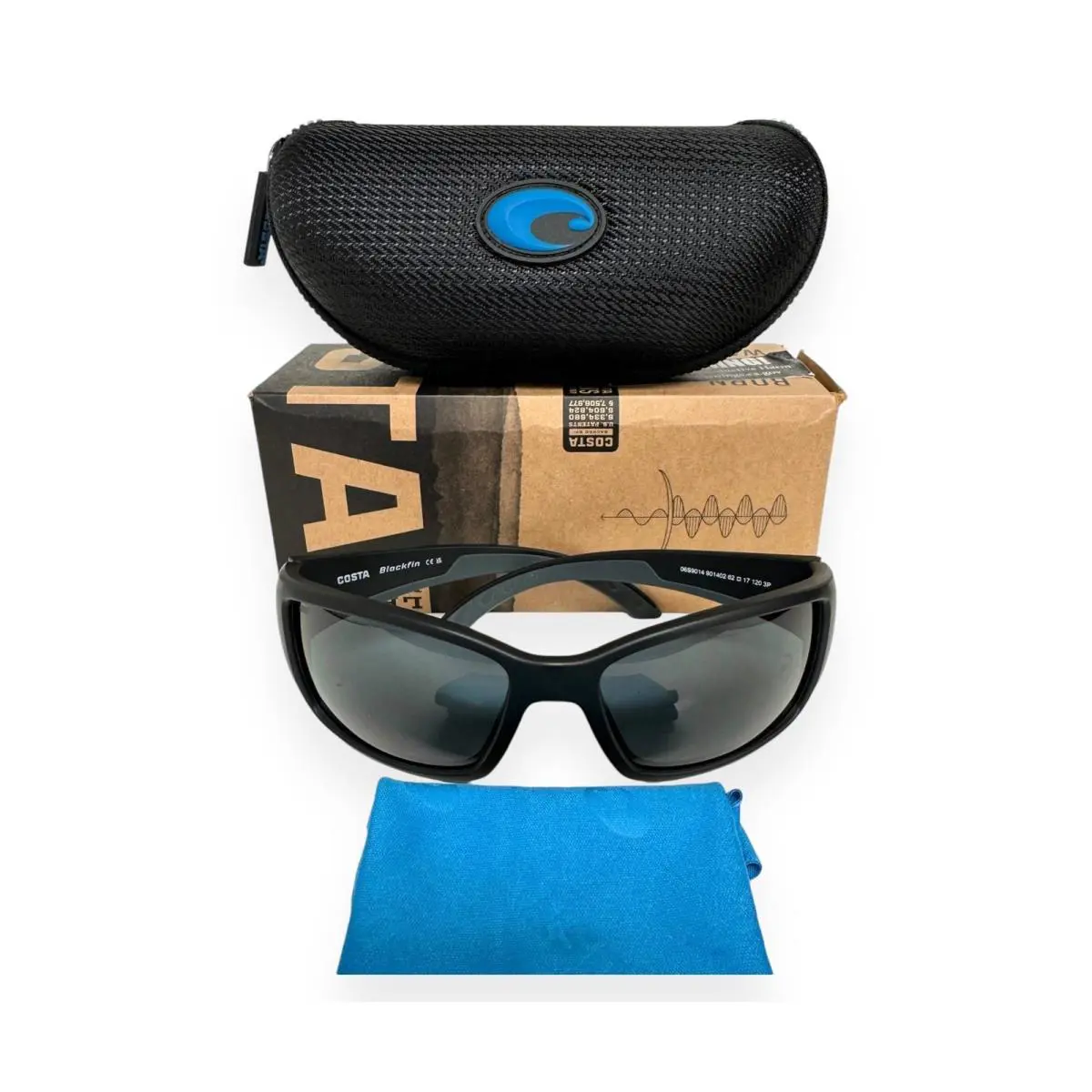 Costa Del Mar Blackfin Sunglasses Matte Black Polarized Poly Lens 580P W/case