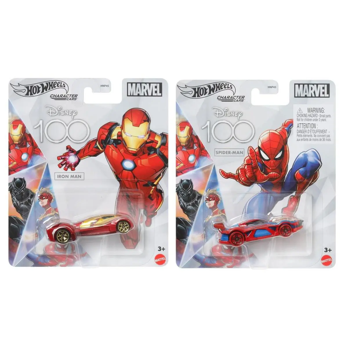 Hot Wheels Disney 100 Marvel Iron Man Spider-man Cars 2-Pack