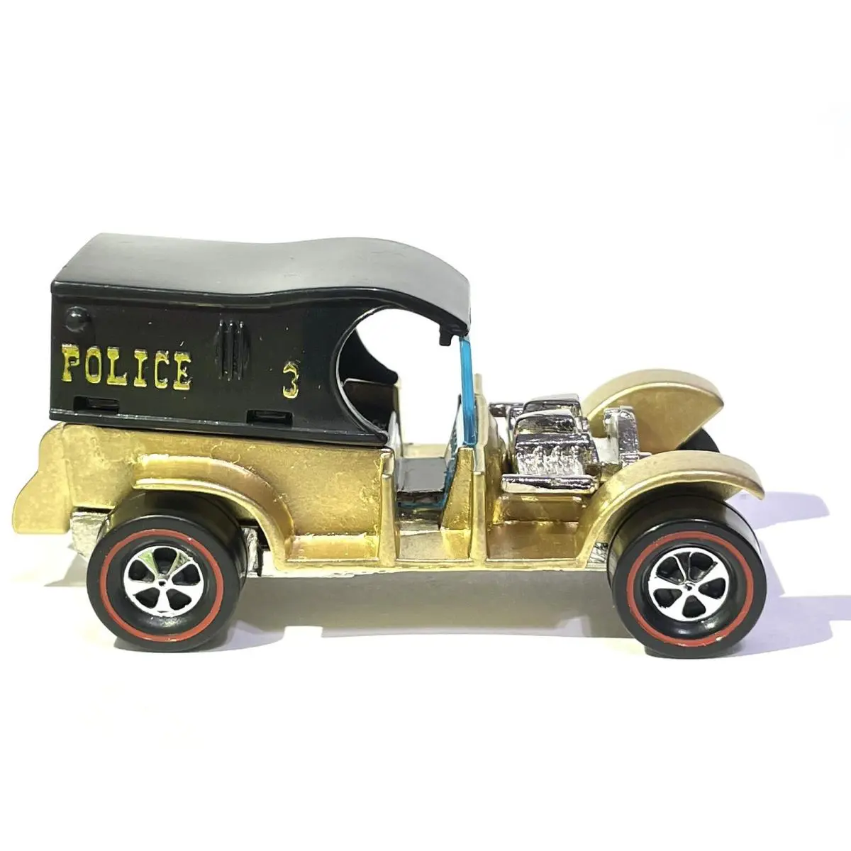 1994 Custom Made Gold Paint Hot Wheels 1969 Police 3 Paddy Wagon Nice