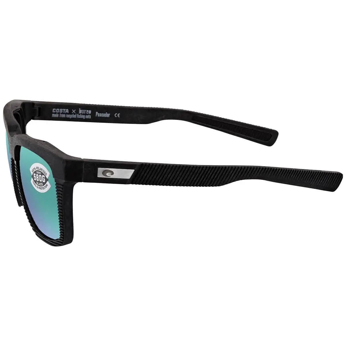 Costa Del Mar Pescador Green Mirror Polarized Glass Square Men`s Sunglasses - Grey, Frame: Gray, Lens: Green