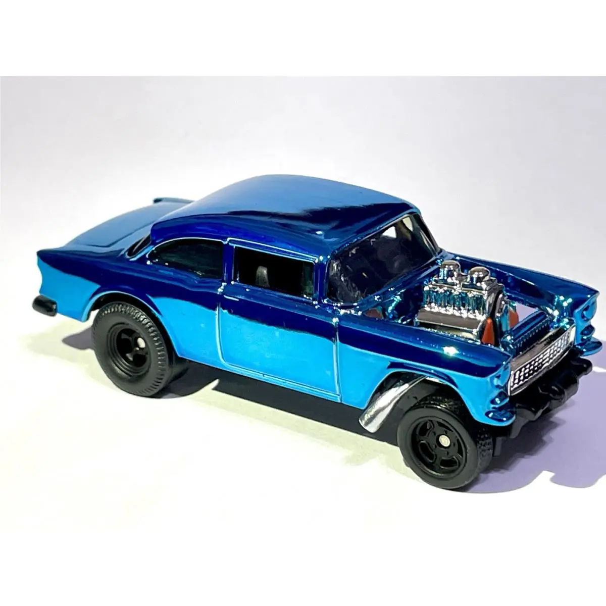 Hot Wheels Chevy Bel Air Gasser 55 Custom Made Spectraflame Blue Diecast